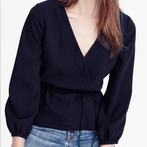 Jcrew Drapey crepe faux-wrap top
